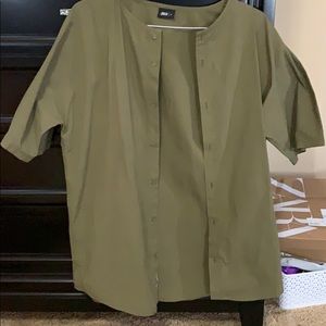 Green Button down Short